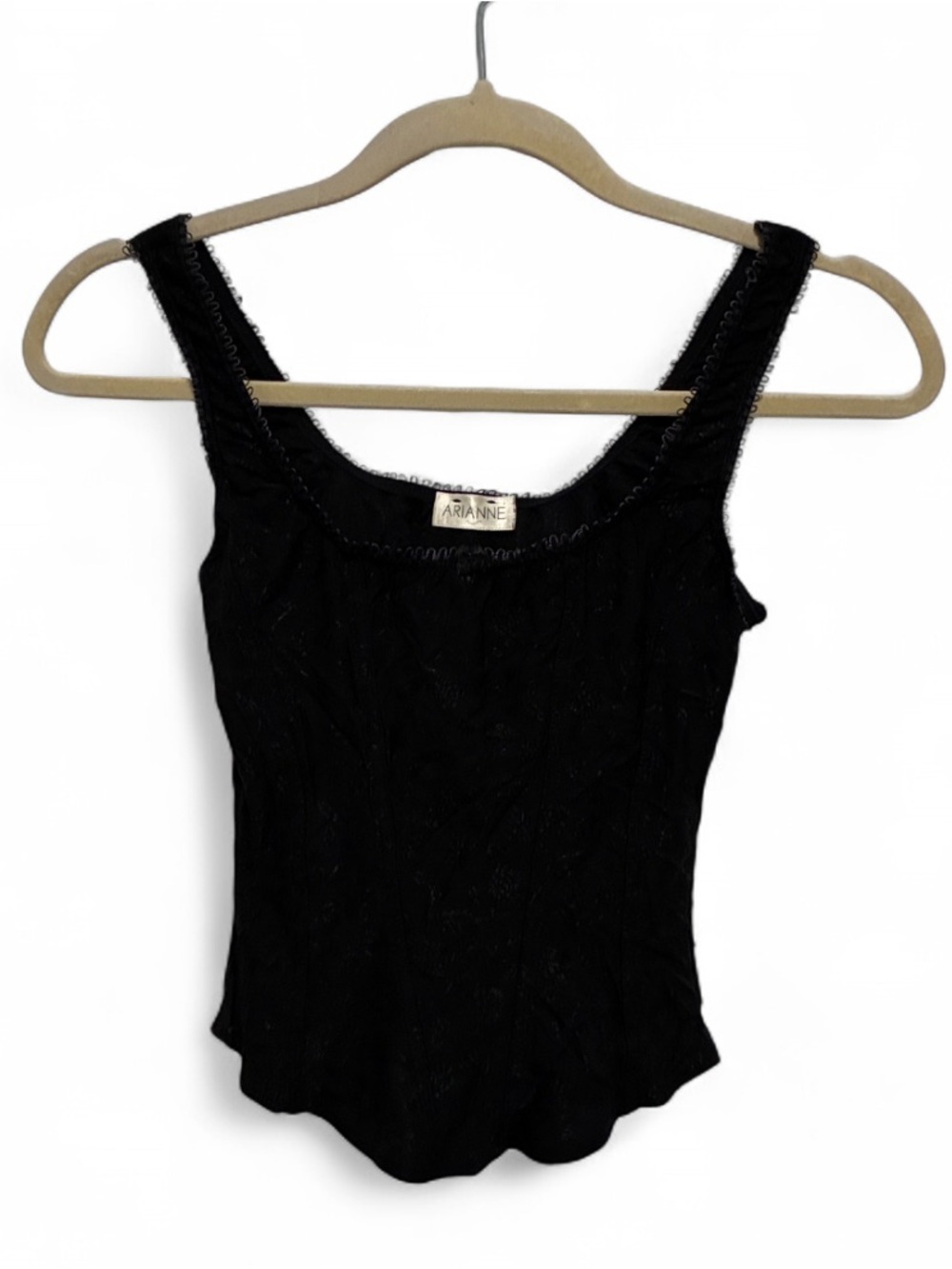 Y2K Arianne Black Embossed Scoop Neck Corset Cami Tank Top